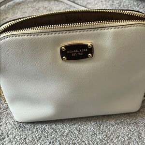 Michael Kors White Crossbody Bag with Gold Accents
